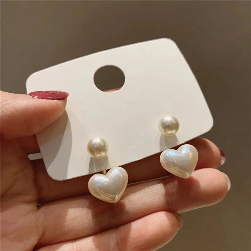 Heart Pearl Drop Earrings