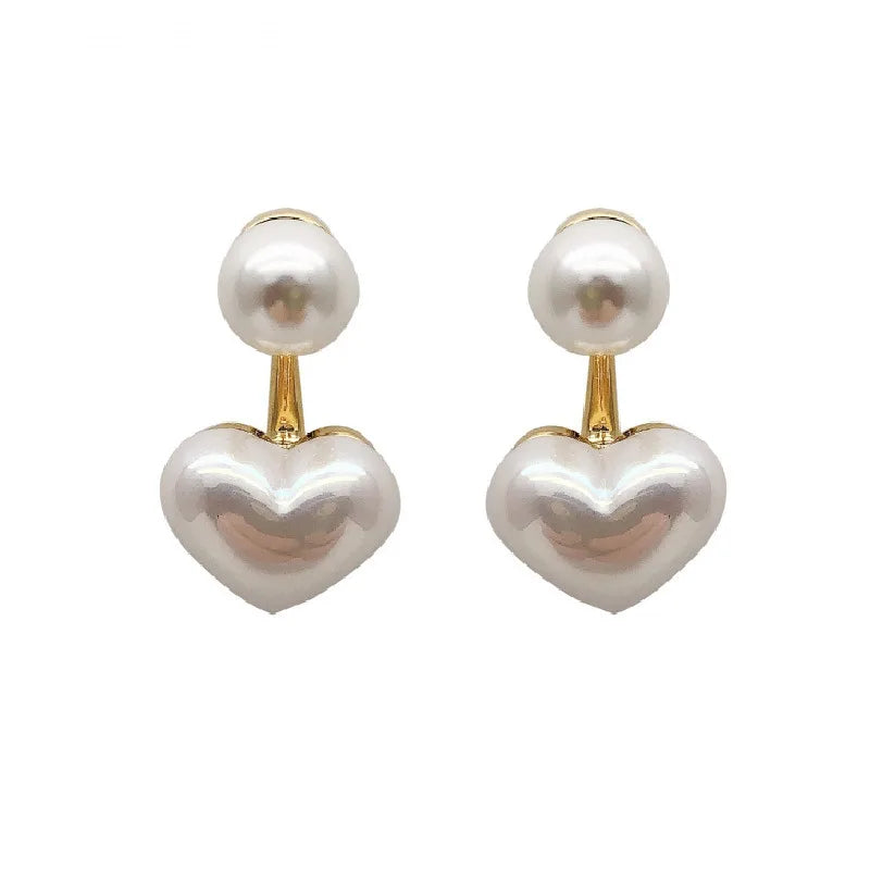 Heart Pearl Drop Earrings