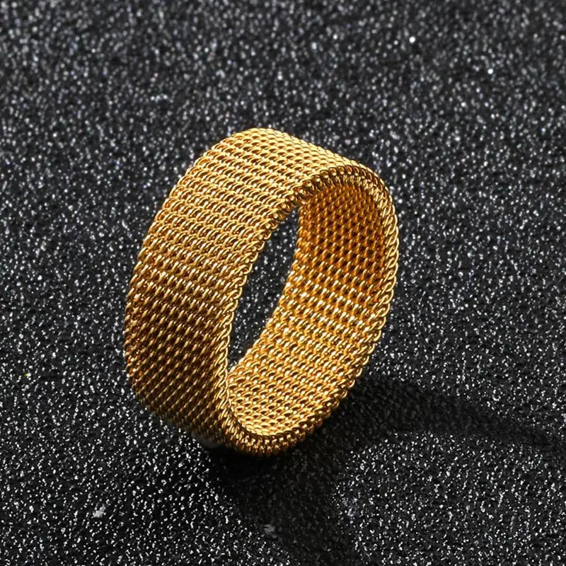 Wide Steel Mesh Ring