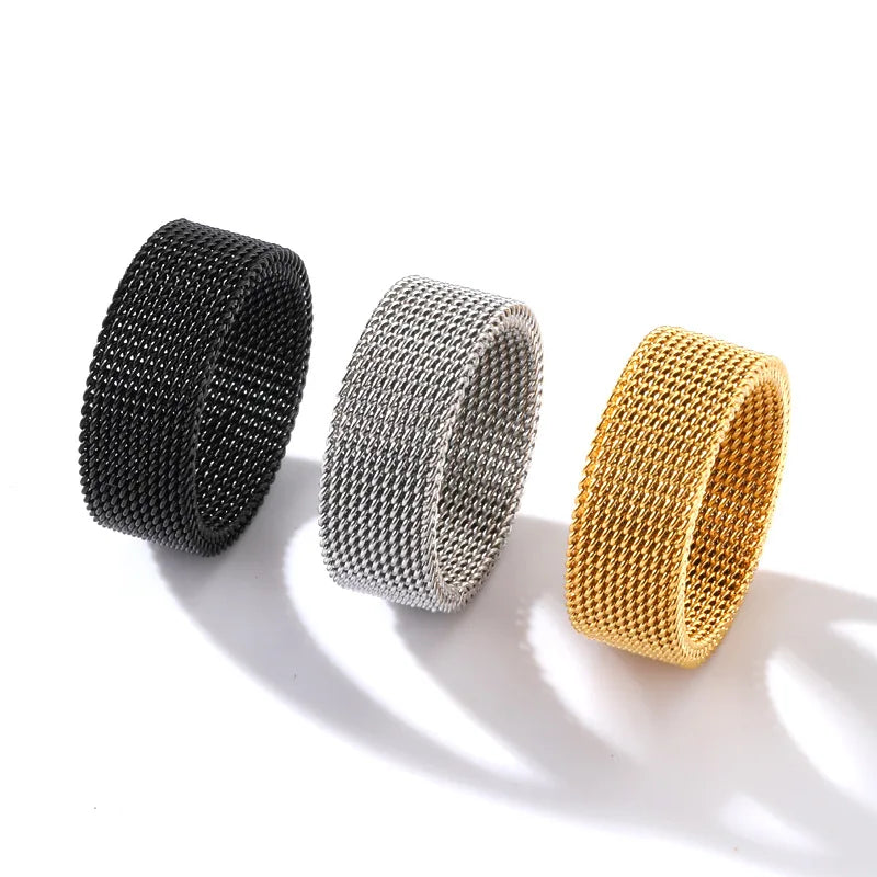 Wide Steel Mesh Ring