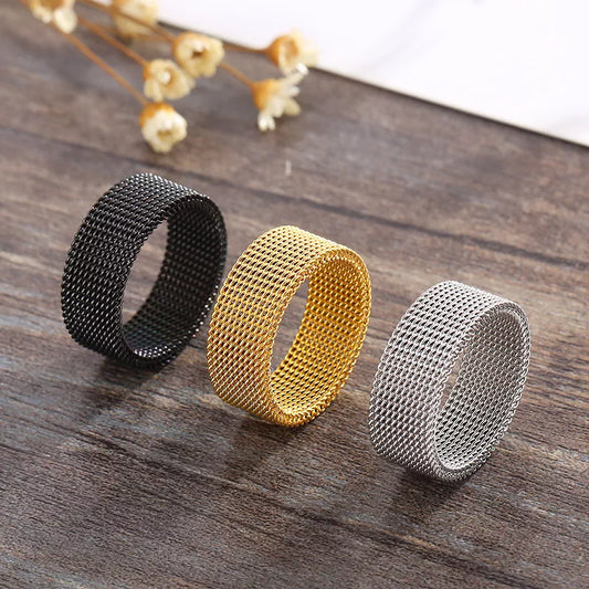 Wide Steel Mesh Ring