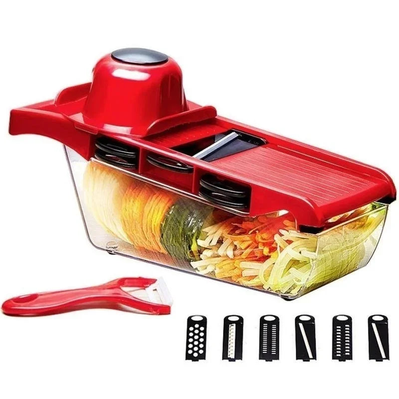 6 In 1 Vegetable Slicer & Cutter with Steel Blade  Slicer Potato Peeler Carrot Grater Dicer Kitchen Accessories convenient