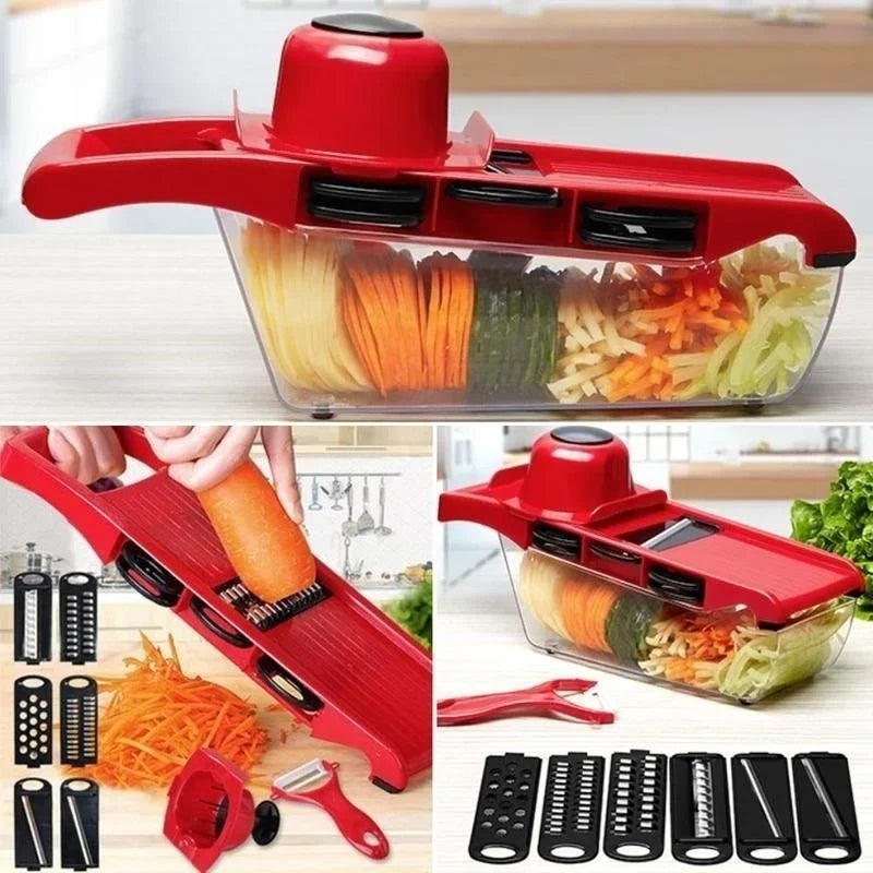 6 In 1 Vegetable Slicer & Cutter with Steel Blade  Slicer Potato Peeler Carrot Grater Dicer Kitchen Accessories convenient