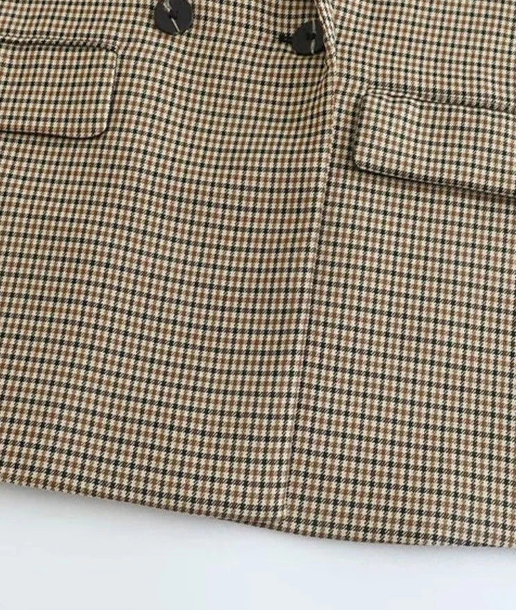 Double Breasted Vintage Plaid Blazer