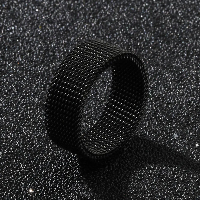 Wide Steel Mesh Ring