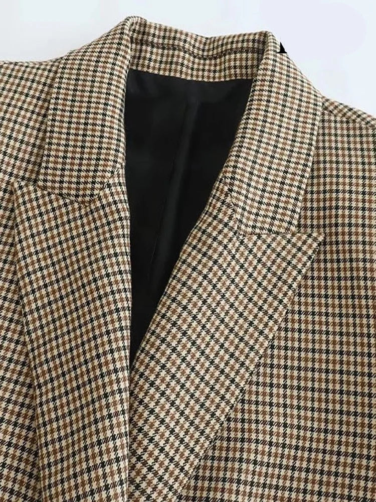 Double Breasted Vintage Plaid Blazer